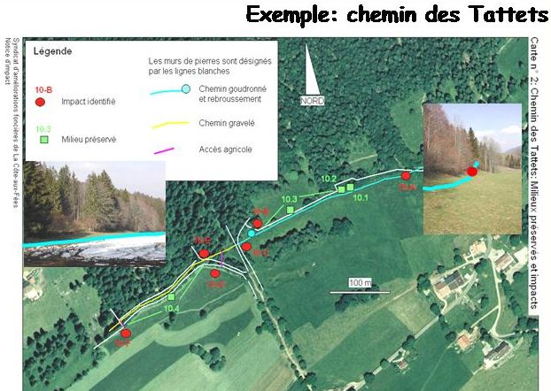 Chemin des Tattets: Localisation des impacts et des mesures intégrées Chemin des Tattets: Localisation des impacts et des mesures intégrées